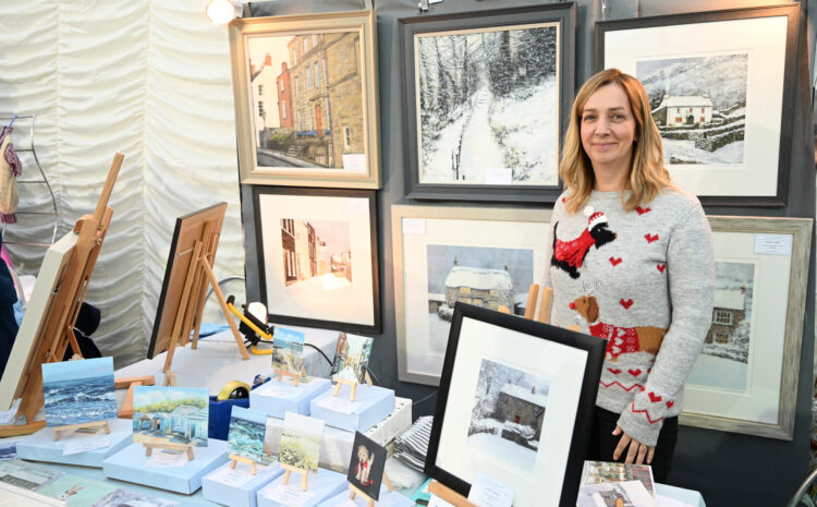 A lady selling artwork
