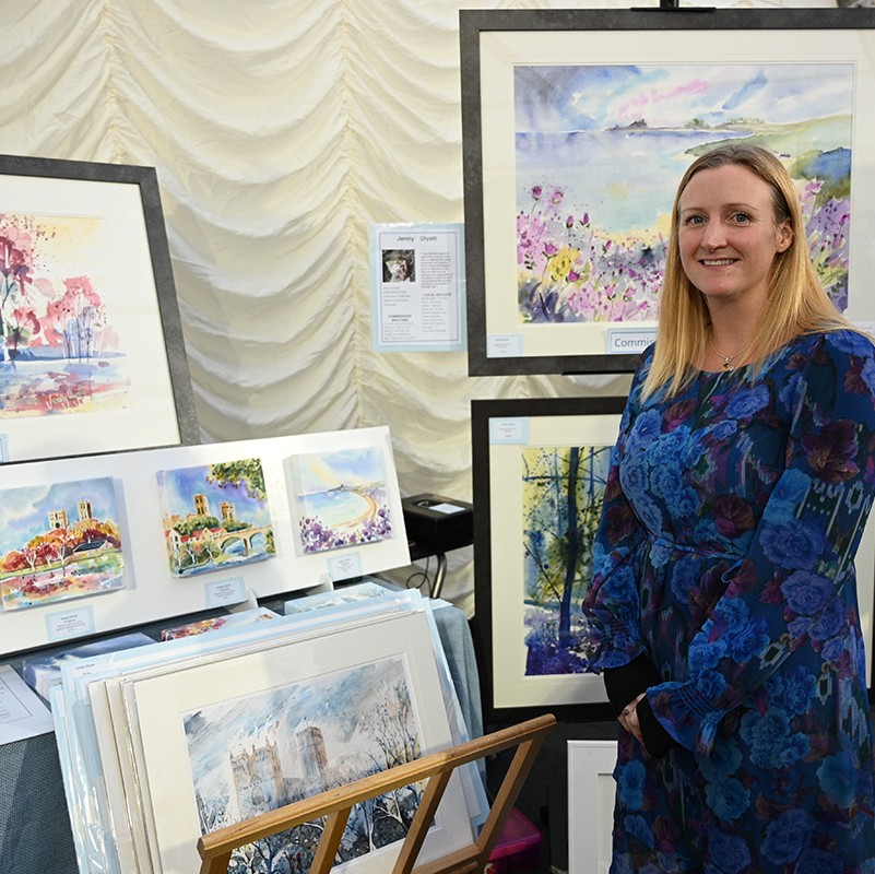 A lady selling artwork