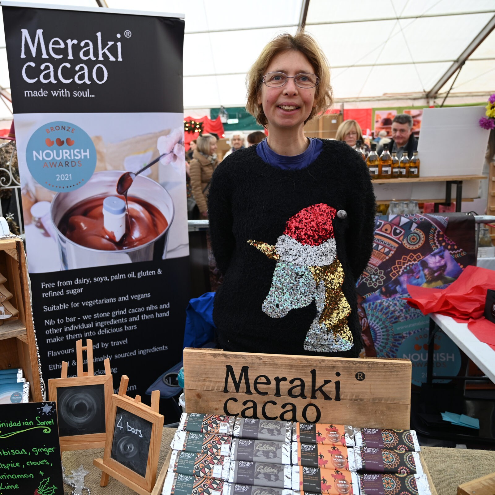 A woman selling cacao