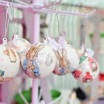 Christmas baubles with images of Peter Rabbit