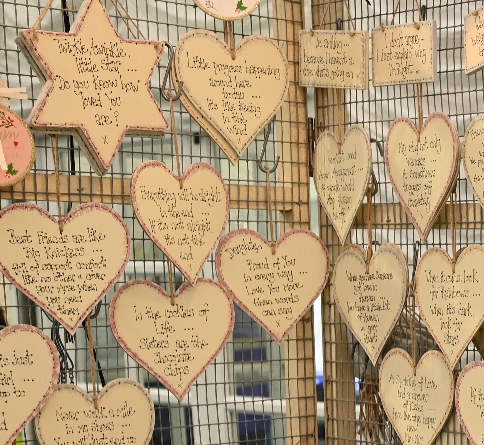 A selection of heart shaped signs